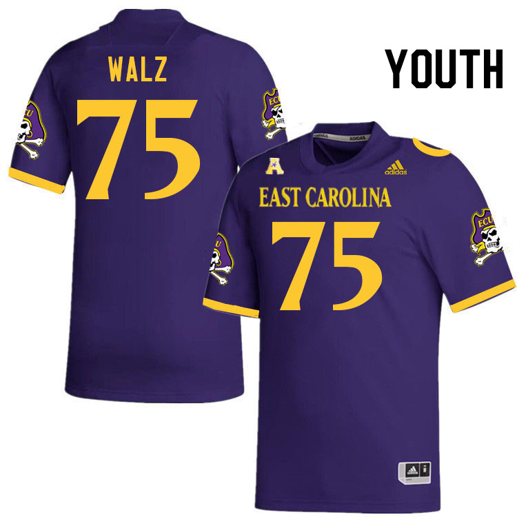 Youth #75 Kenny Walz ECU Pirates College Football Jerseys Stitched-Purple